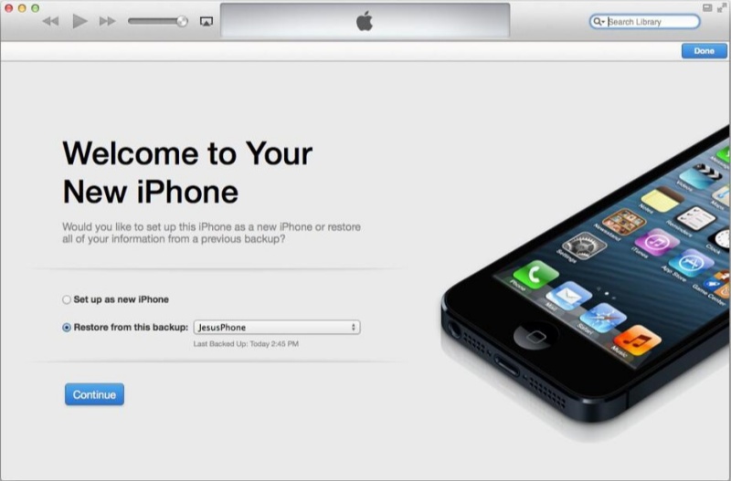 itunes set up as new iphone