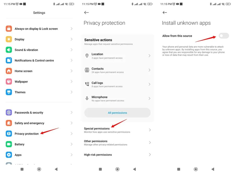 Enable unknown sources for WhatsApp