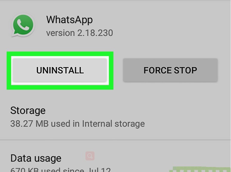 Deinstallieren von WhatsApp