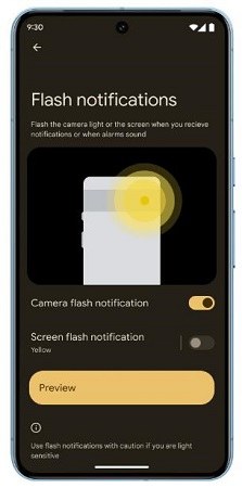 flash notifications Android 14