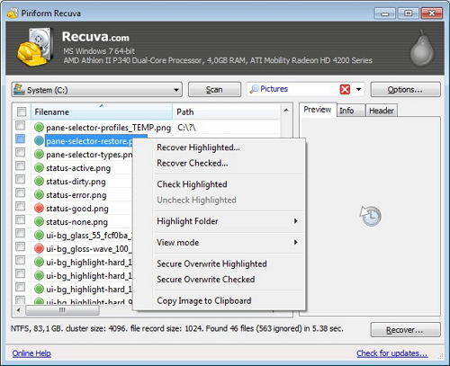 recuva recover files