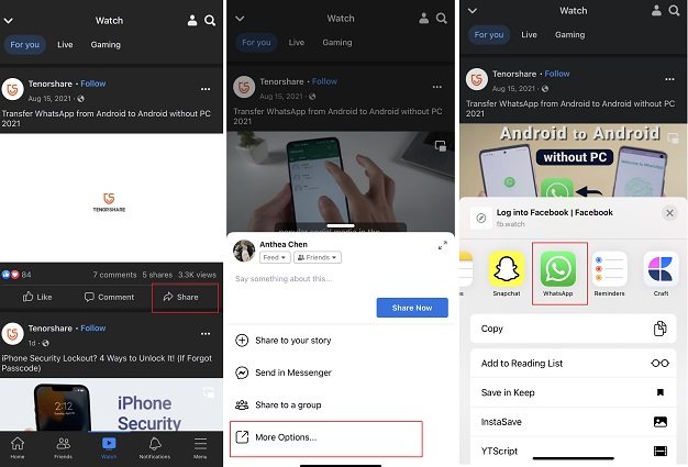 share facebook video to whatsapp