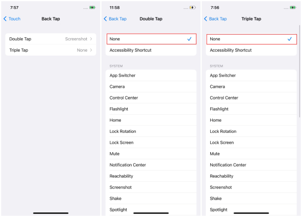 re-enable iphone back tap