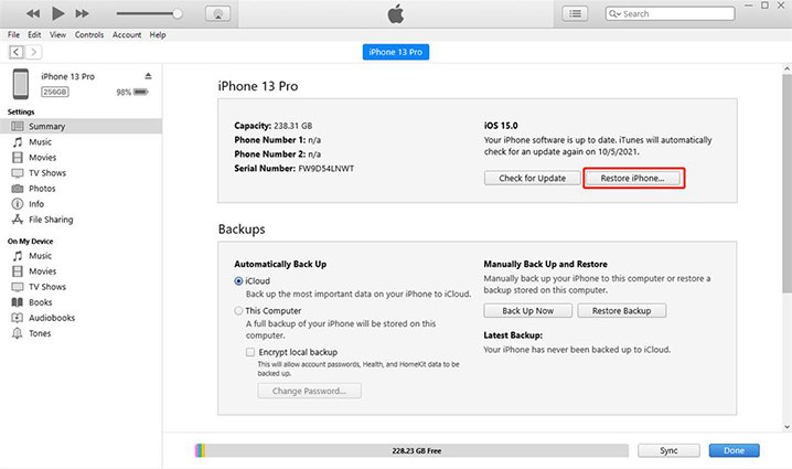 how to get into iphone without passcode with itunes