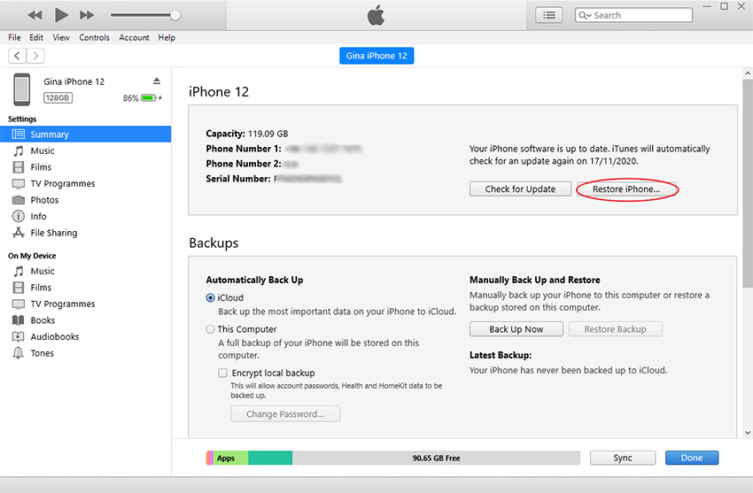 unlock iphone with itunes