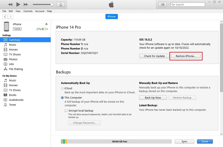 cómo desbloquear un iPhone restaurando con iTunes