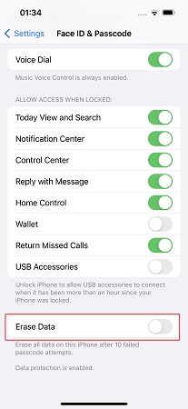 iphone wrong password 10 times erase data