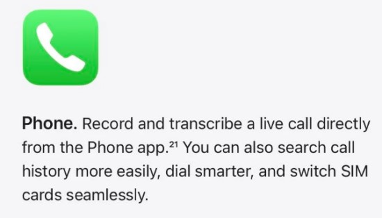 OS 18 AI call recording and transcription