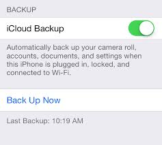 turn on icloud backup