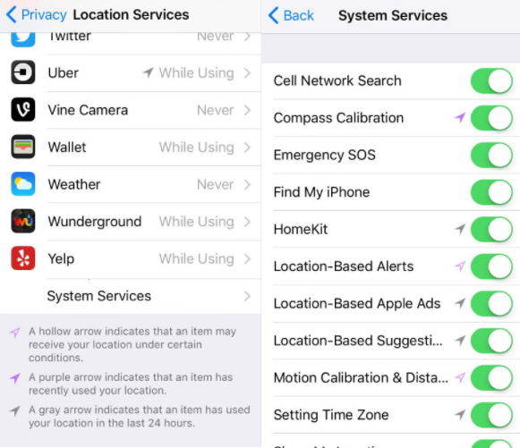 disable iphone location tracking
