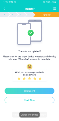 tranfer is completed