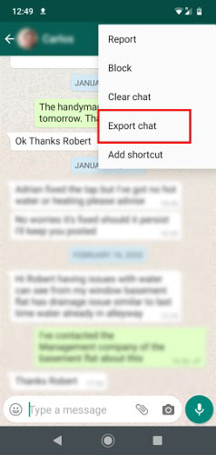 WhatsApp exportieren