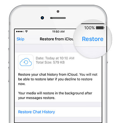 restore whatsapp from icloud